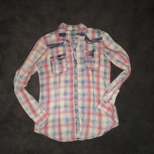 Blank NYC plaid button down shirt